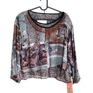 NWT PLATINUM By Dorothy Schoelen Blouse Top  Size S Old Stock 80s Animal Safari